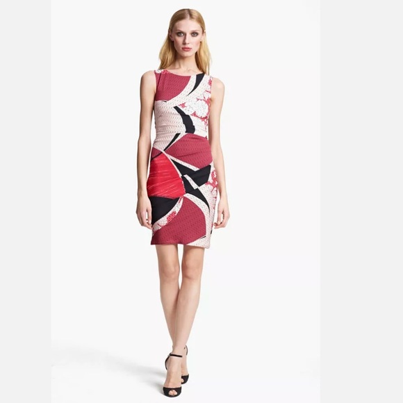 EMILIO PUCCI RED MULTI PRINT DRESS IT 46 / US 12 NWTS! - Picture 1 of 17
